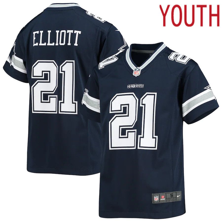 Youth Dallas Cowboys #21 Ezekiel Elliott Nike Navy Player Game NFL Jersey